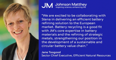 Johnson Matthey partners with Stena to develop sustainable solution for lithium ion battery recycling