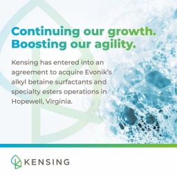 Kensing to acquire Evonik's amphoteric surfactants, specialty esters operations at Hopewell, VA
