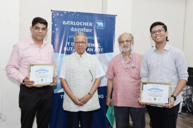 Baerlocher presented Academic Excellence Awards to Prof. Shashank Mhaske and Varad Maske of ICT Mumbai