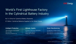 EVE Energy becomes world’s first lighthouse factory in cylindrical battery sector